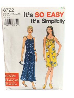 Simplicity Women Dress Sewing Pattern 8722 Size 6-8-10-12-14-16-18-20-22-24 Uncu